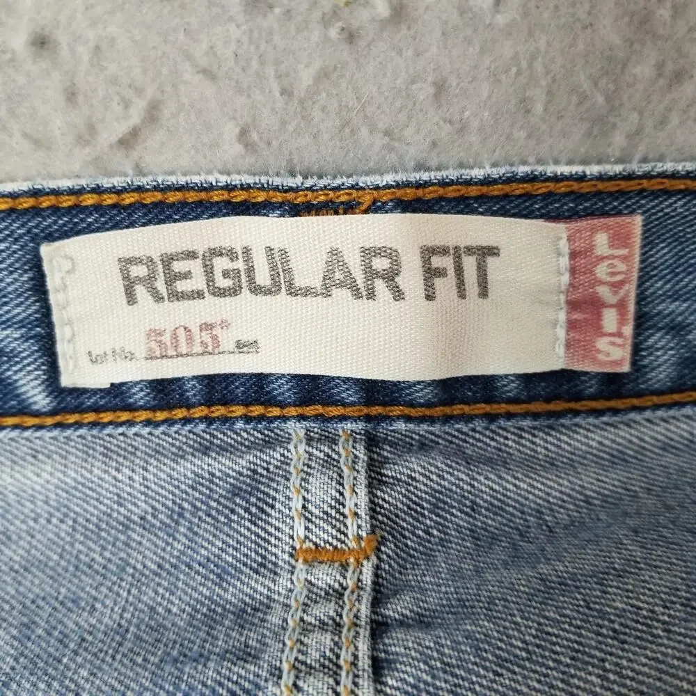 Levis 505 Jeans Mens 32x30 Blue Light Wash Straight‎ 100% Cotton Denim Pants